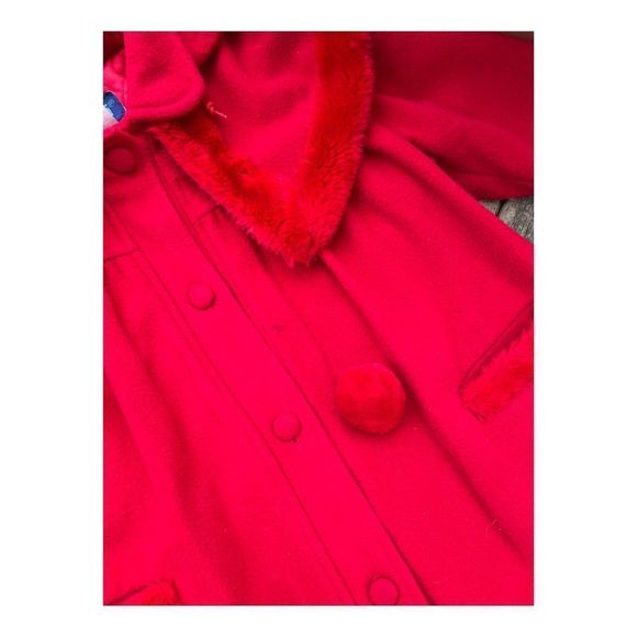 Vintage 1970s Gusti Virgin Wool Blend Red Swing Dress Coat Youth Sz 5 - Picture 11 of 16